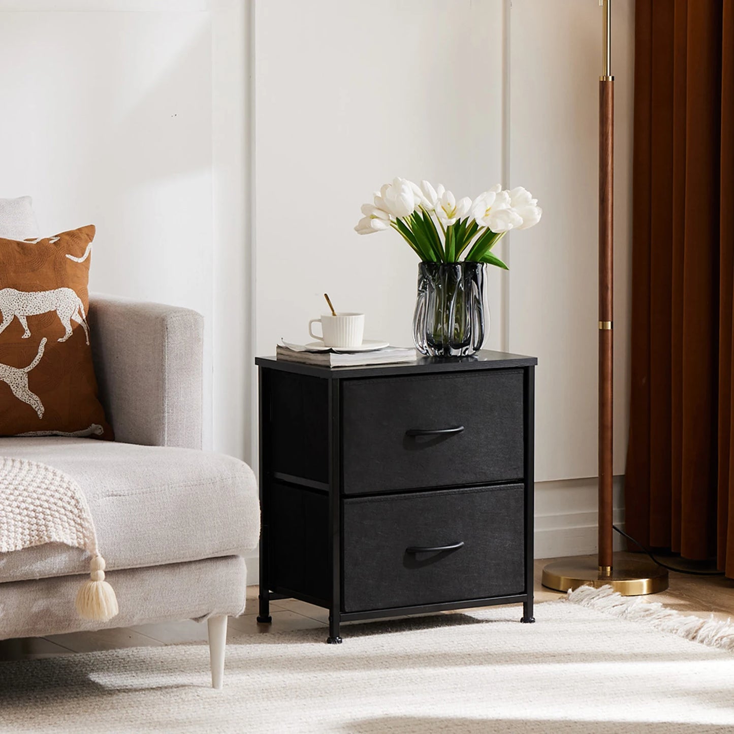 JHK Living Room Cabinet With Fabric Drawers