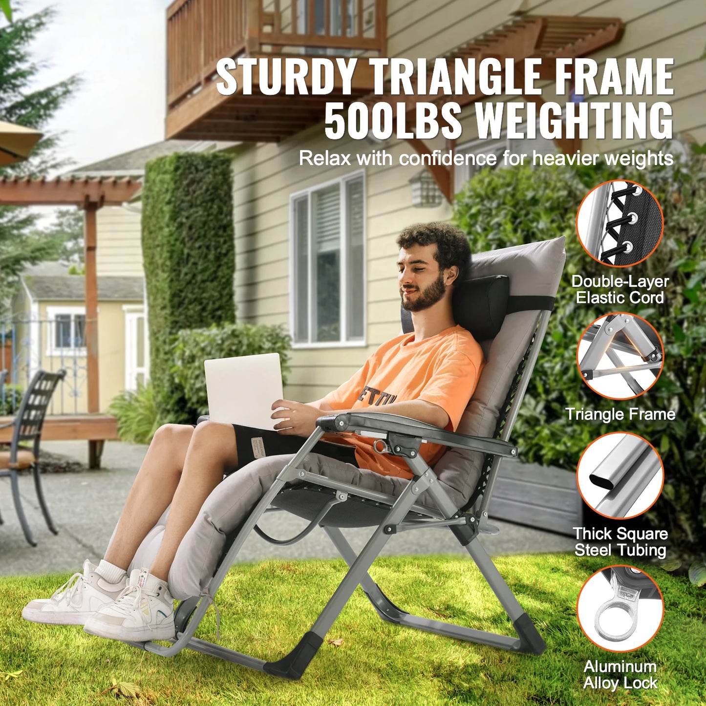 SucceBuy Zero Gravity Chair With Cushion Footrest Cupholder