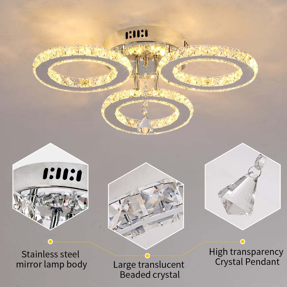 Modern Crystal Chandelier Ceiling Light For Living Room And Kitchen
