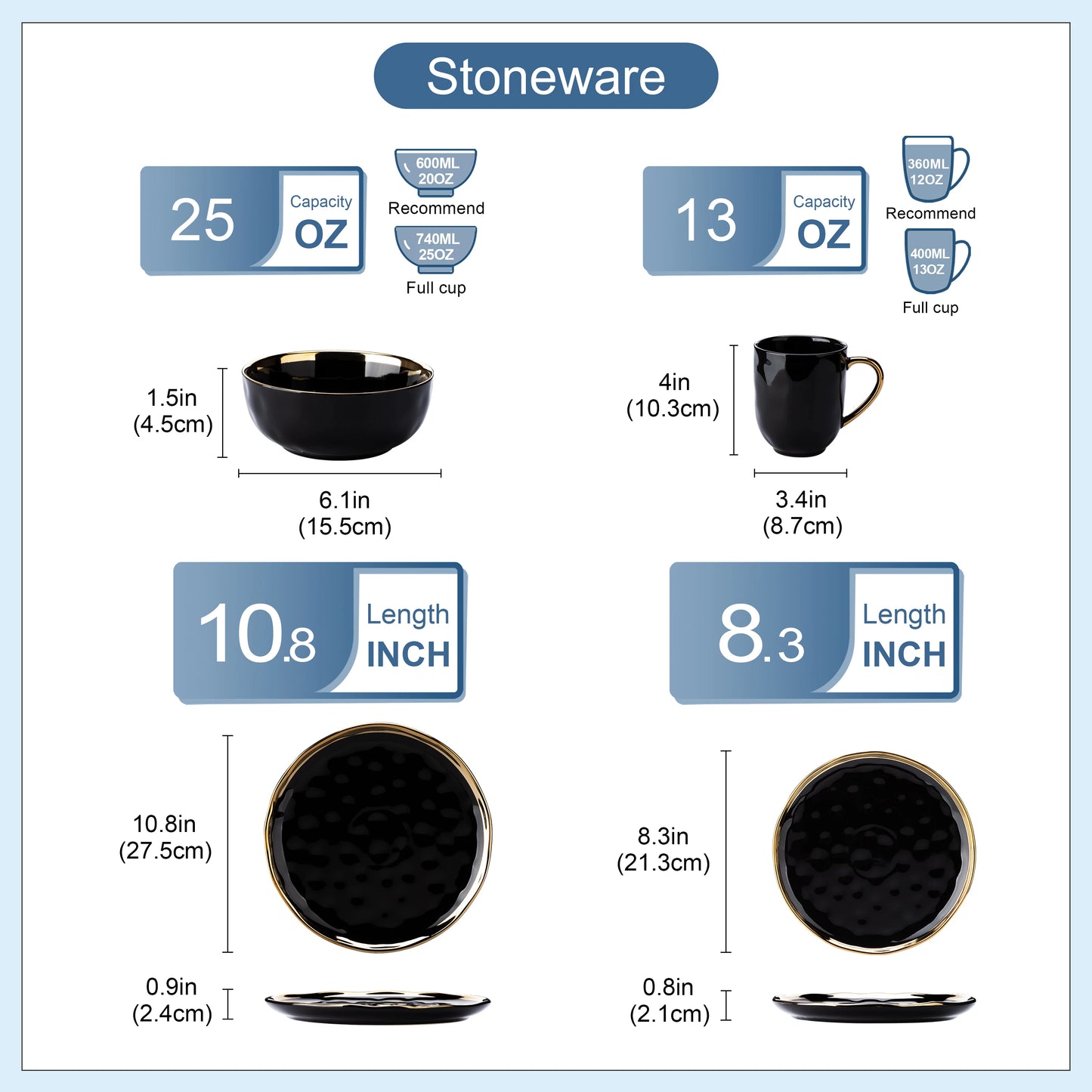 MALACASA Porcelain Dinnerware Set With Trim