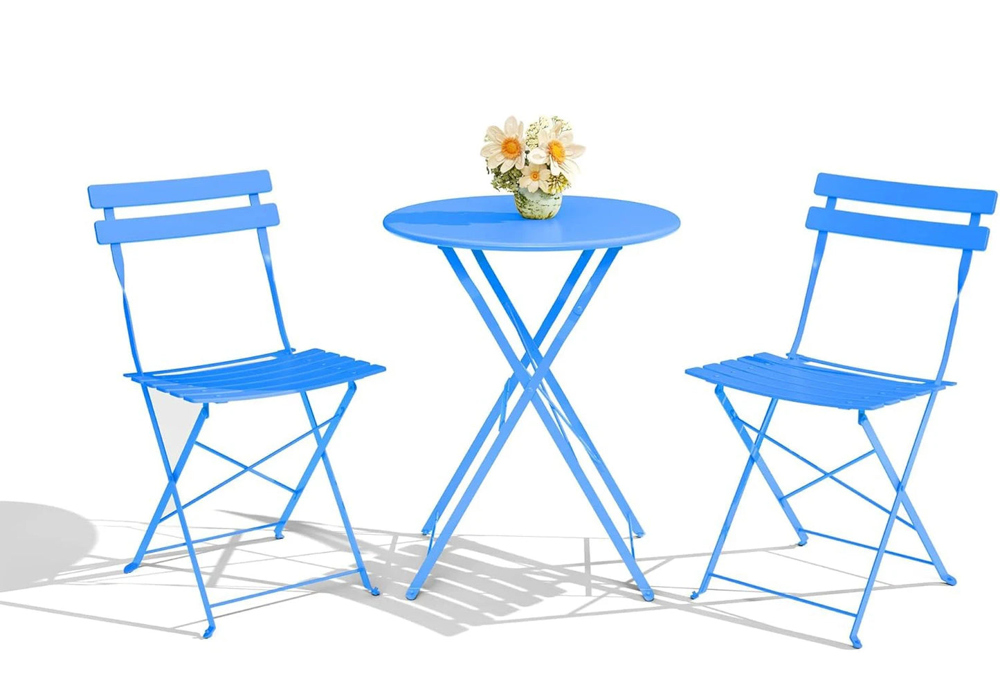 TWISTER.CK 3-Piece Patio Bistro Set With Folding Table And Chairs