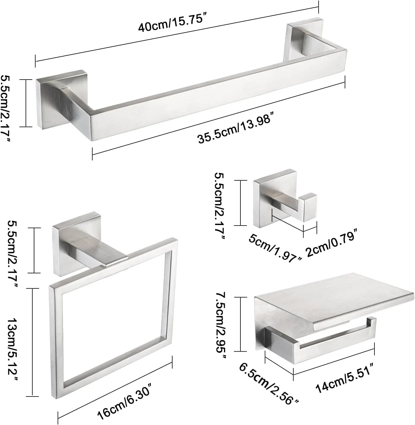 DQOK Brushed Stainless Steel Bath Hardware Set With Accessories Included