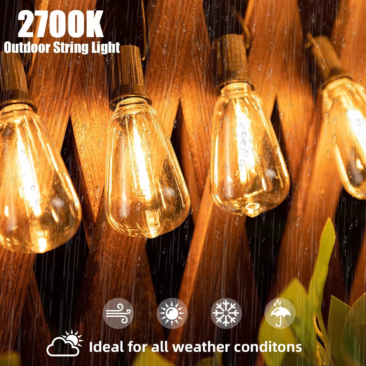 MIMIRGB Outdoor LED String Lights Shatterproof Waterproof Dimmable