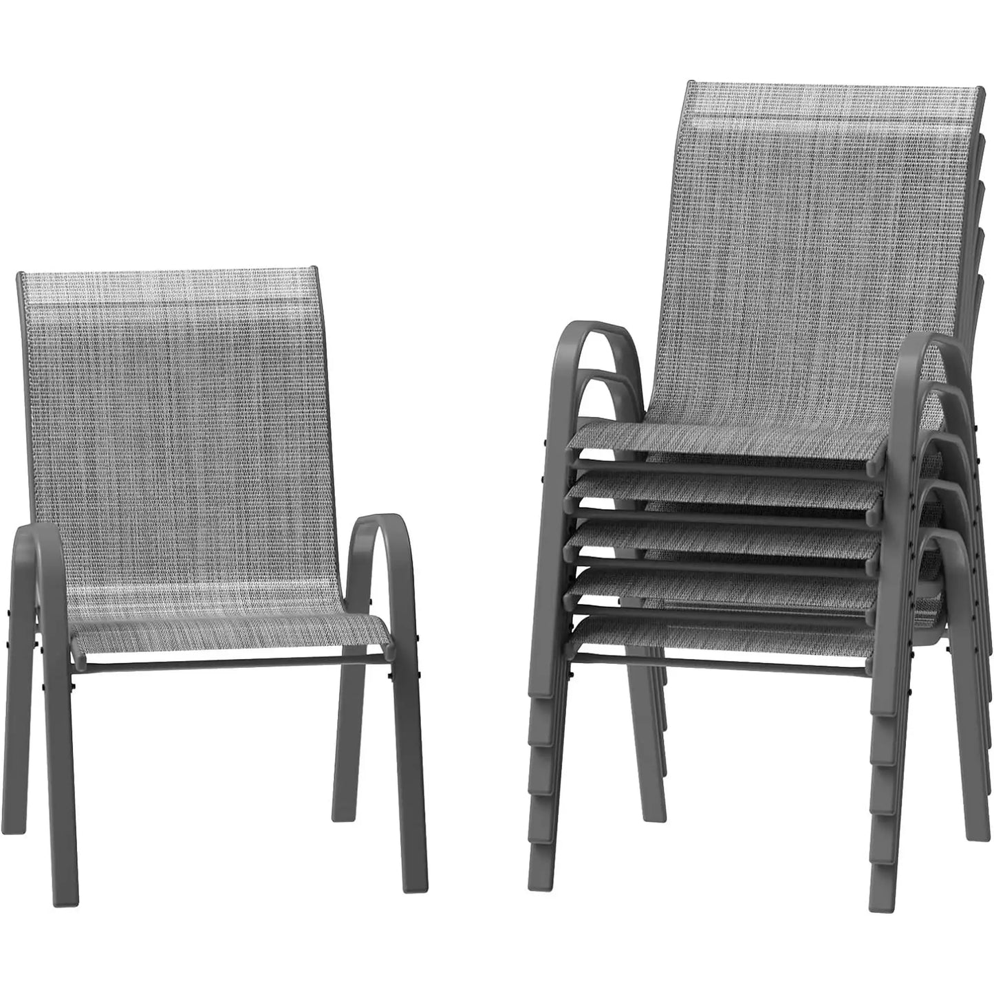 AuAg Outdoor Stackable Chairs Set Of 6 High Back Patio