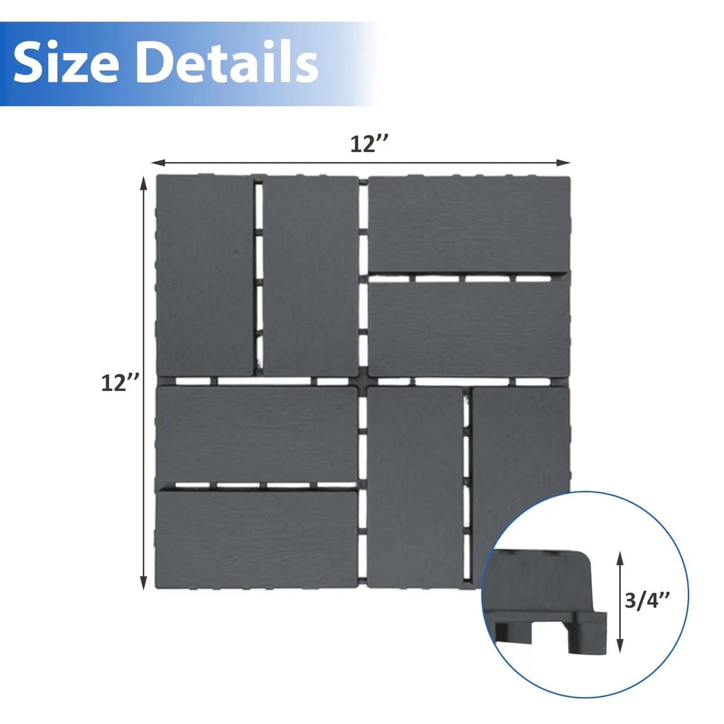 44-Piece Interlocking Plastic Deck Tiles for Garden and Patio