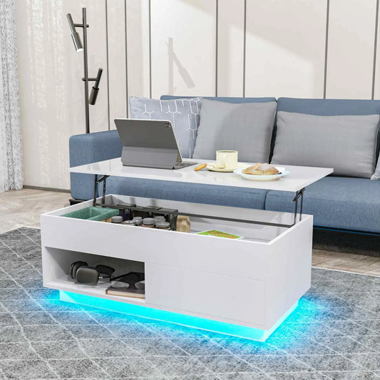 Hommpa LED Lift Coffee Table With Height Adjustment