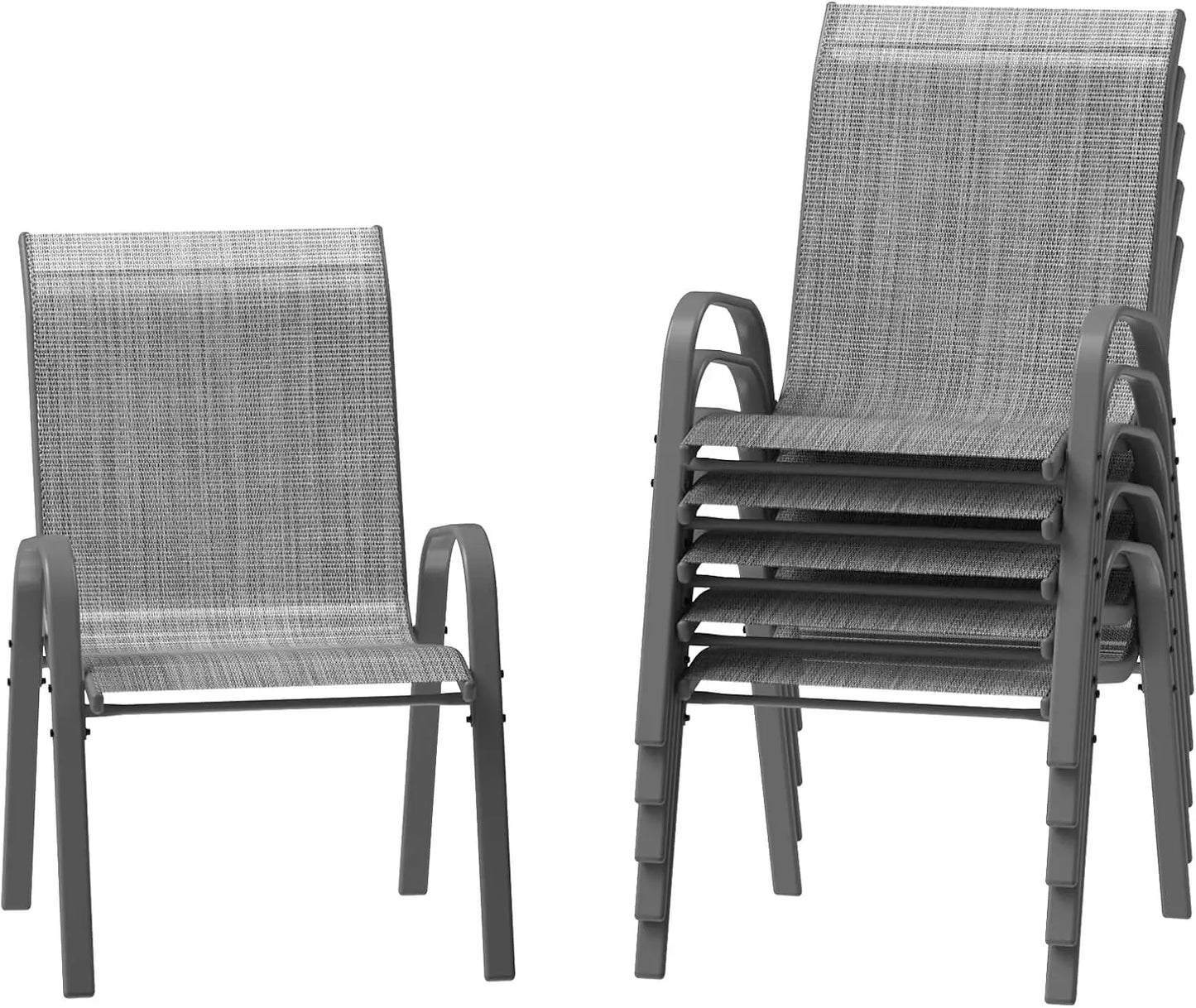 AuAg Outdoor Stackable Chairs Set Of 6 High Back Patio