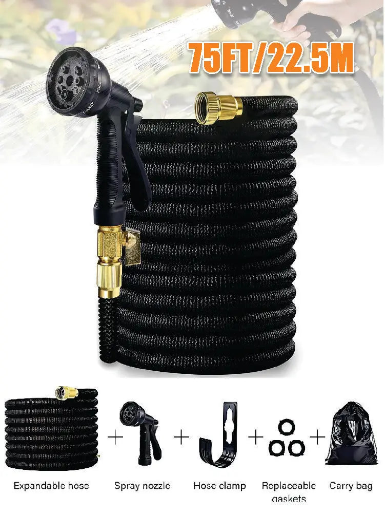 Expandable Garden Hose Kit With Nozzles For Lawn Car Wash