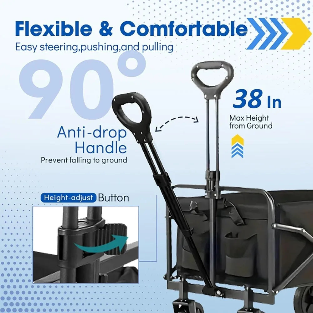 Collapsible Wagon Cart With All-Terrain Wheels For Heavy Duty Shopping