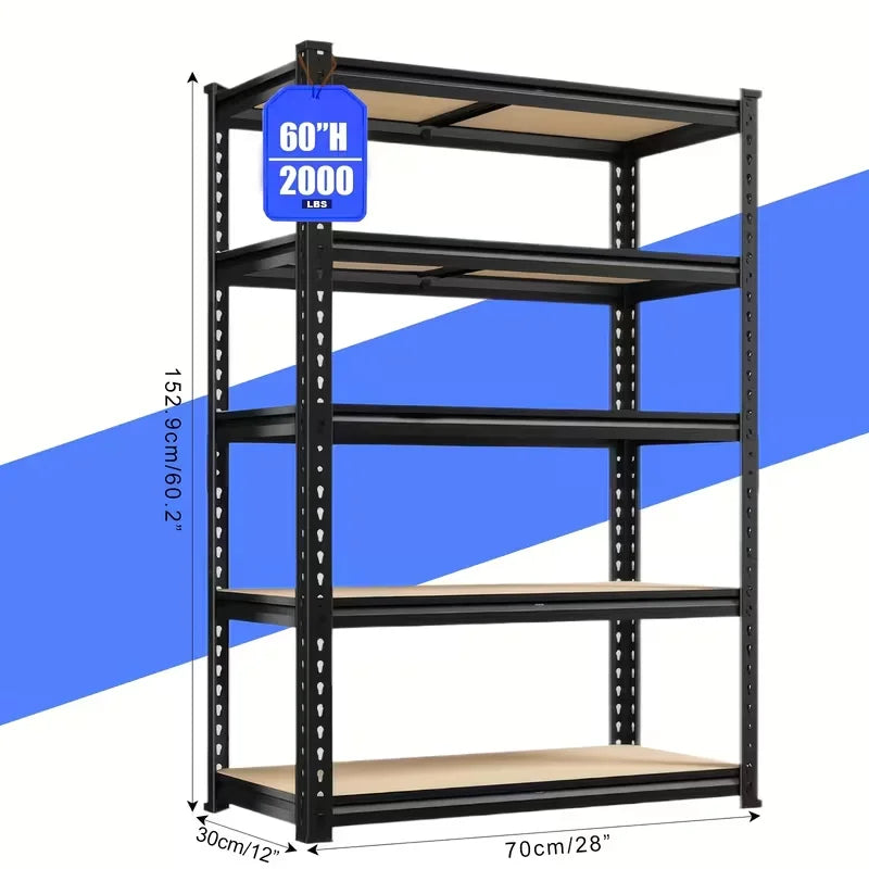 Five-Tier Rust-Resistant Heavy Duty Garage Shelving System 2000 LBS Capacity