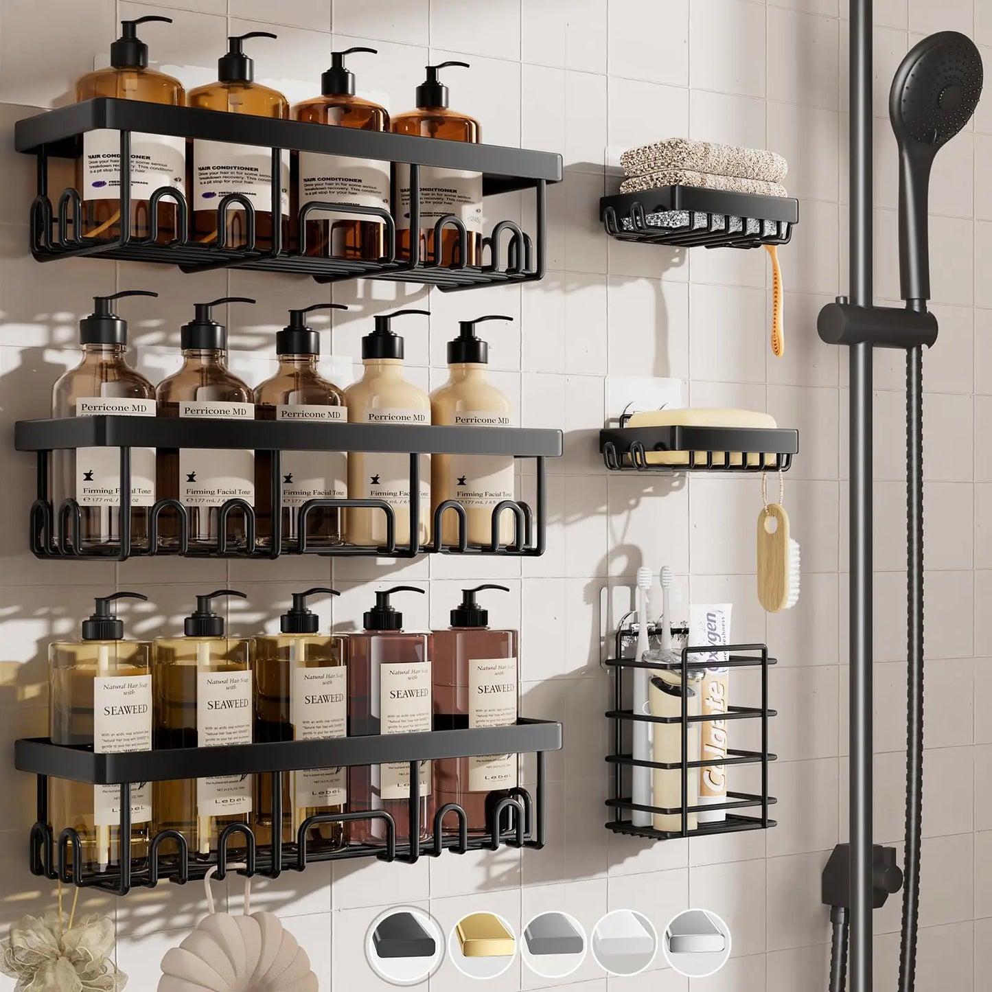 Stainless Steel Shower Caddy Organizer With Adhesive Mount