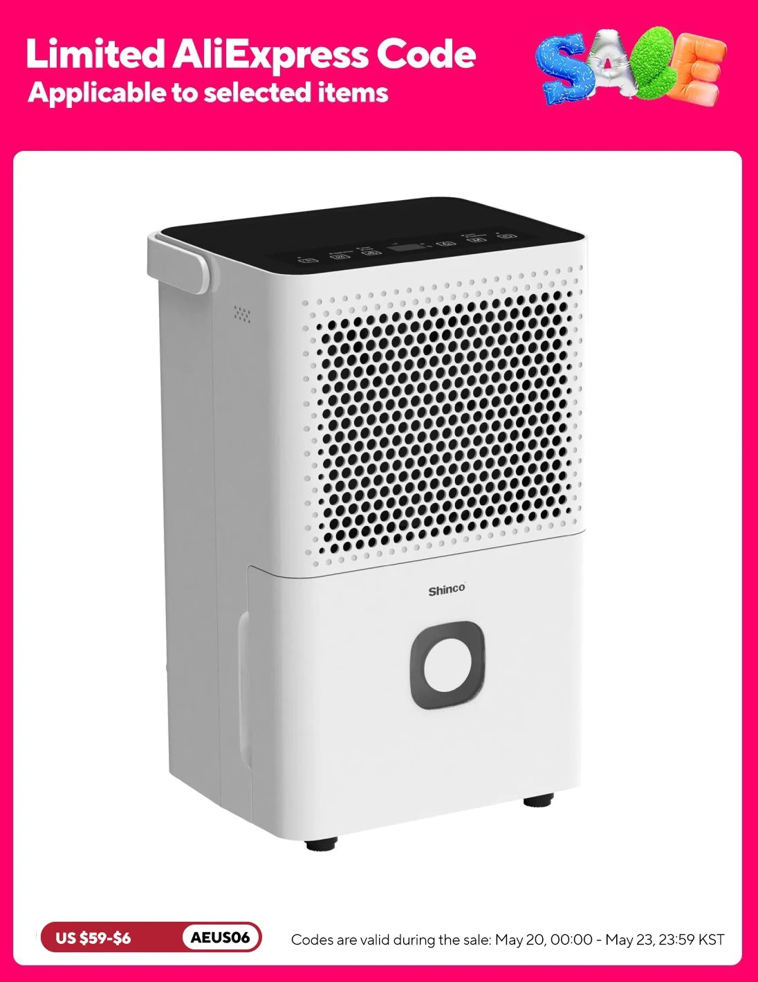 Shinco Dehumidifier for Home and Basement with Drain Hose