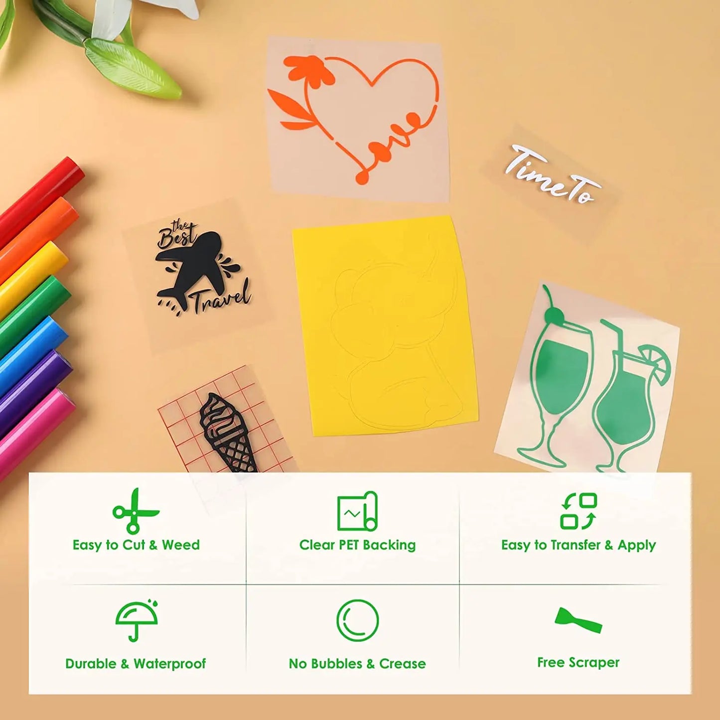 HTVRONT Vinyl Roll Pack for Cricut Craft Diy Projects