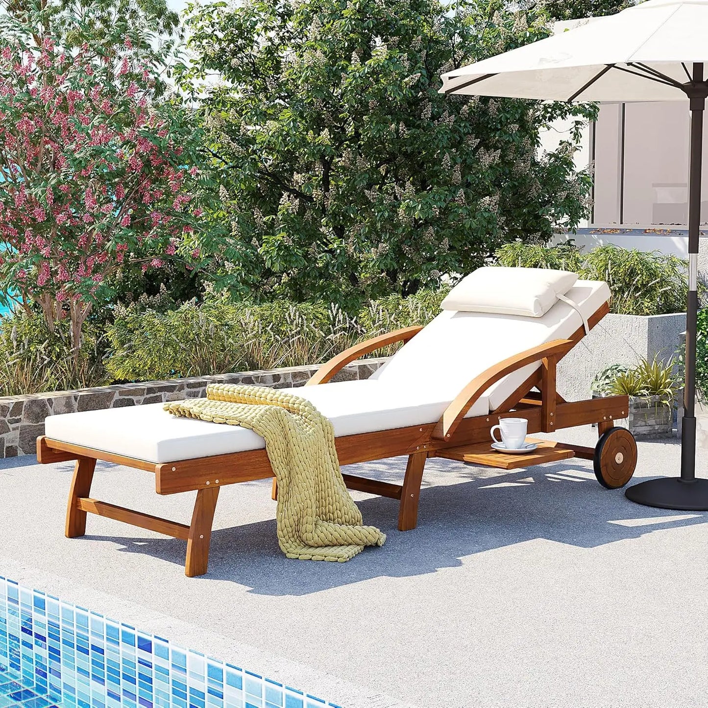 5-Position Adjustable Outdoor Chaise Lounge Set with Steel Frame