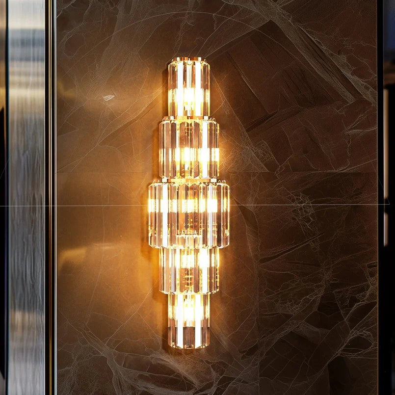 Crystal Modern Wall Lamp 3 Layer Sconce With E14 LED Bulbs