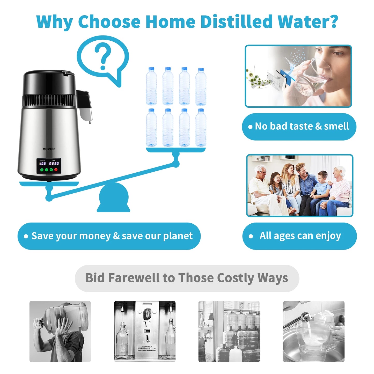 SucceBuy Water Distiller Purifier With Five Stage Filtration System