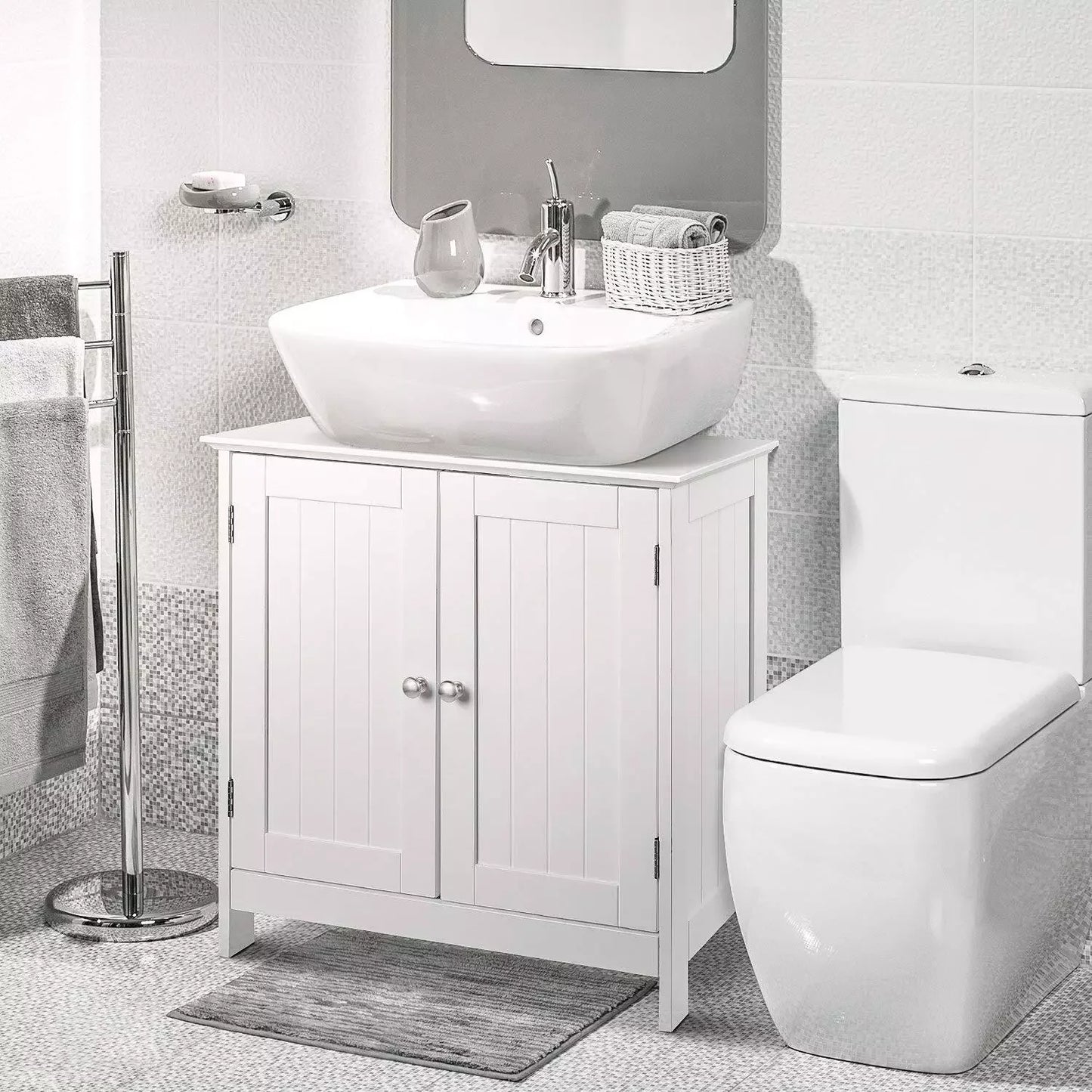 Under Sink Storage Vanity With Double Doors And Shelves
