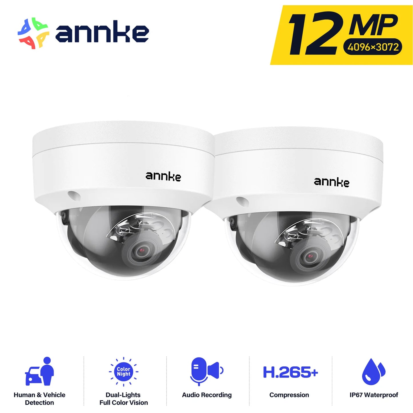 ANNKE 12MP Outdoor Dual Light PoE Security Camera IP67