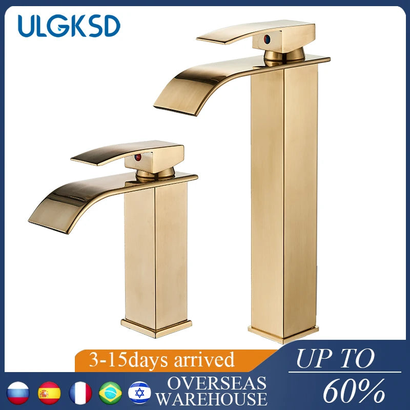 Ulgksd Waterfall Basin Faucet Single Handle Deck Mounted Hot Cold