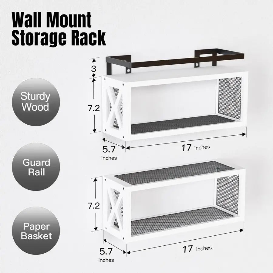 Floating Shelves With Guardrail Rustic Wood Wall Decor