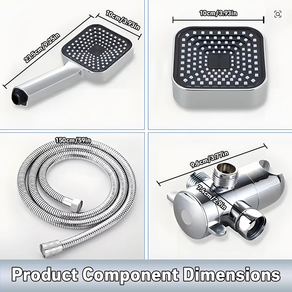 Two In One Shower Set With Handheld Head And Long Hose Square Design