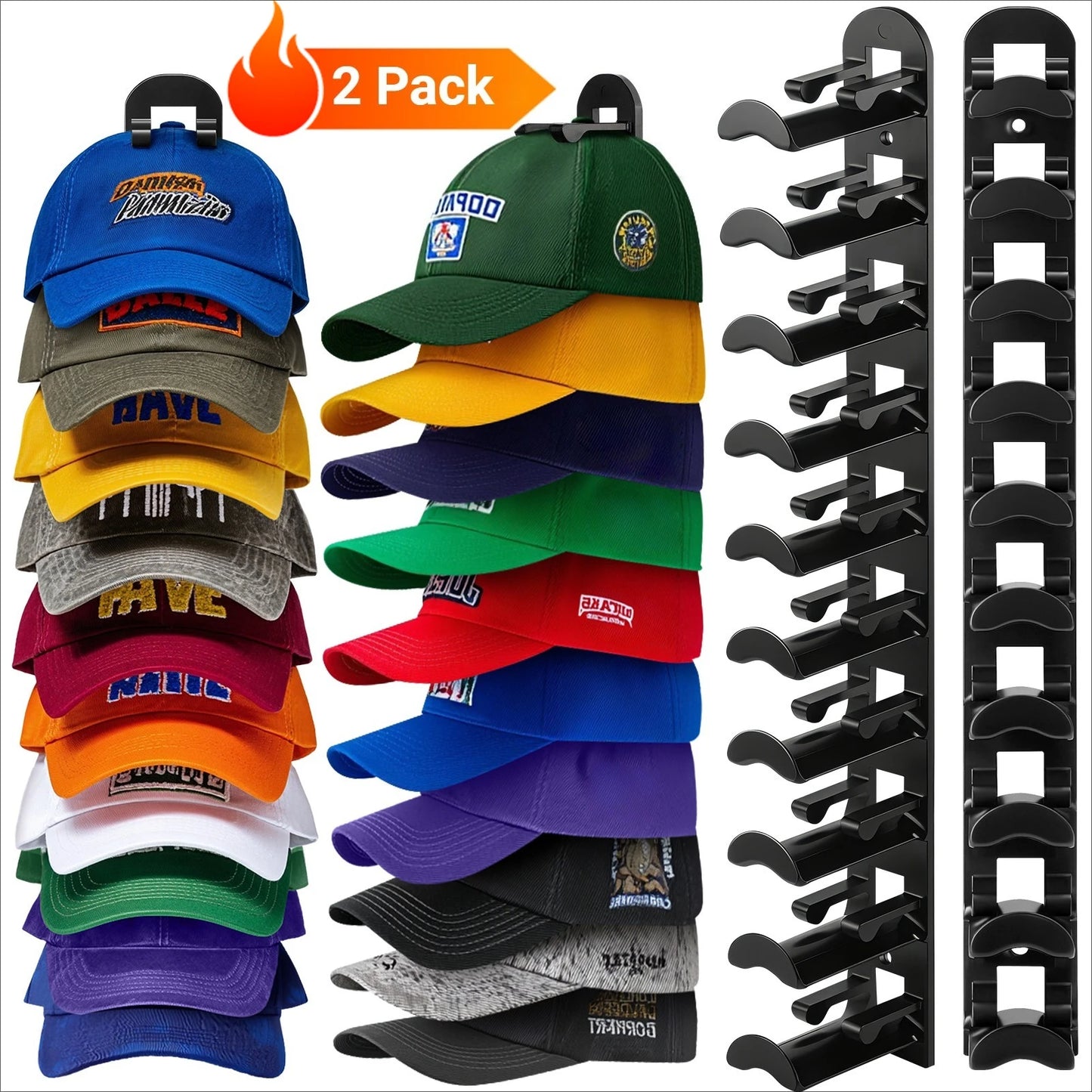 Multi Layer Plastic Wall Hat Organizer Adhesive Or Drill Mount