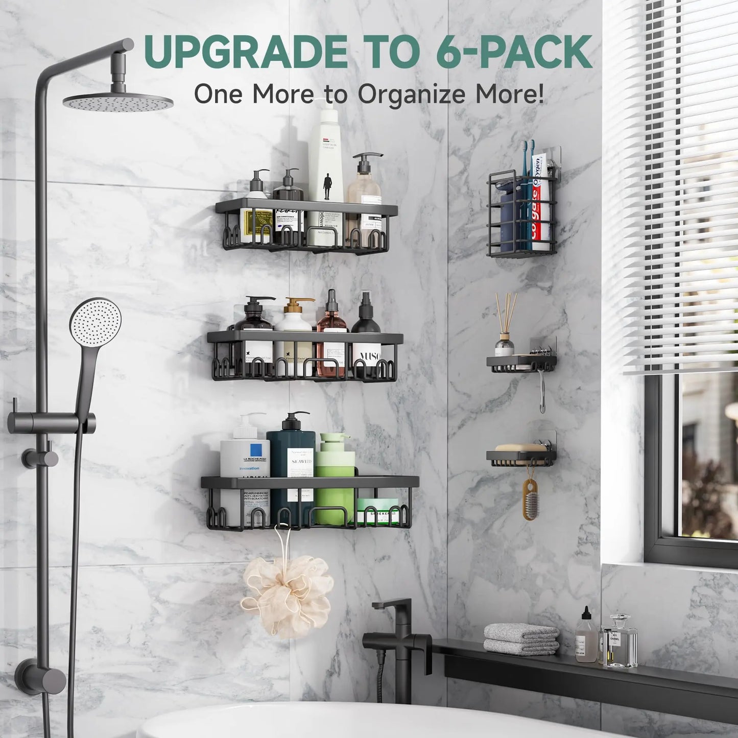 Stainless Steel Shower Caddy Organizer With Adhesive Mount