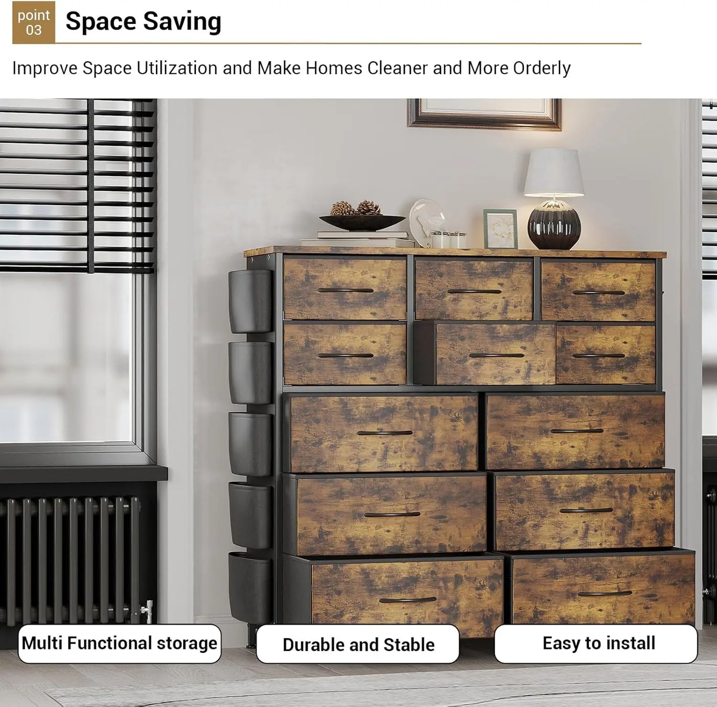 TWISTER.CK 12 Drawer Fabric Dresser With Steel Frame