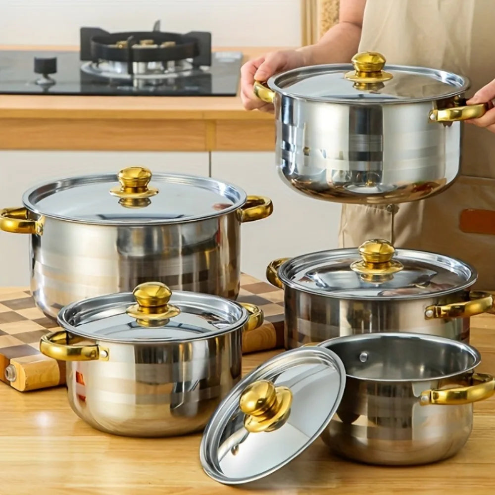 5-Piece Stainless Steel Cookware Set Durable And Multi-Purpose Non-Stick