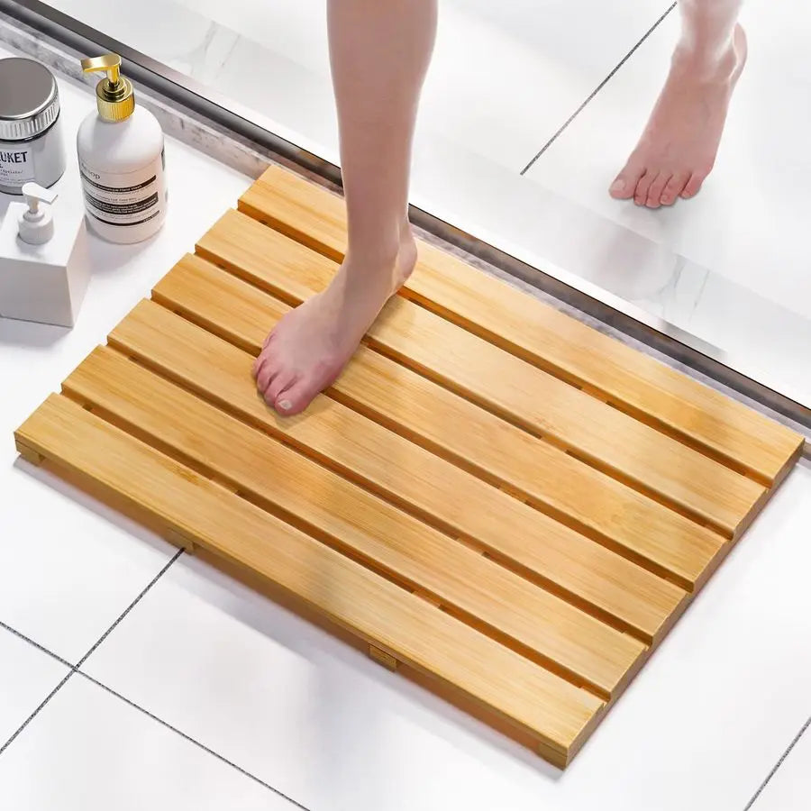Bamboo Bath Mat Non Slip Waterproof Wooden Shower Floor Mat