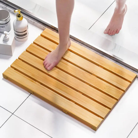 Bamboo Bath Mat Non Slip Waterproof Wooden Shower Floor Mat