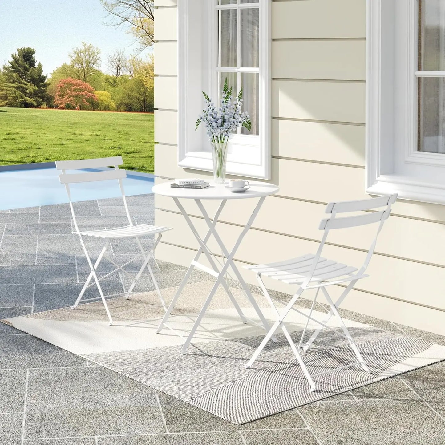 TWISTER.CK 3-Piece Patio Bistro Set With Folding Table And Chairs