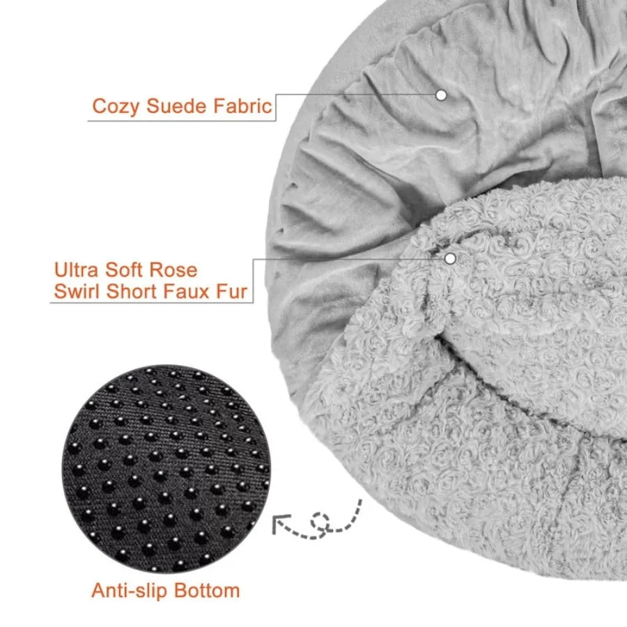 Donut Dog Bed With Hooded Blanket For Calming Comfort