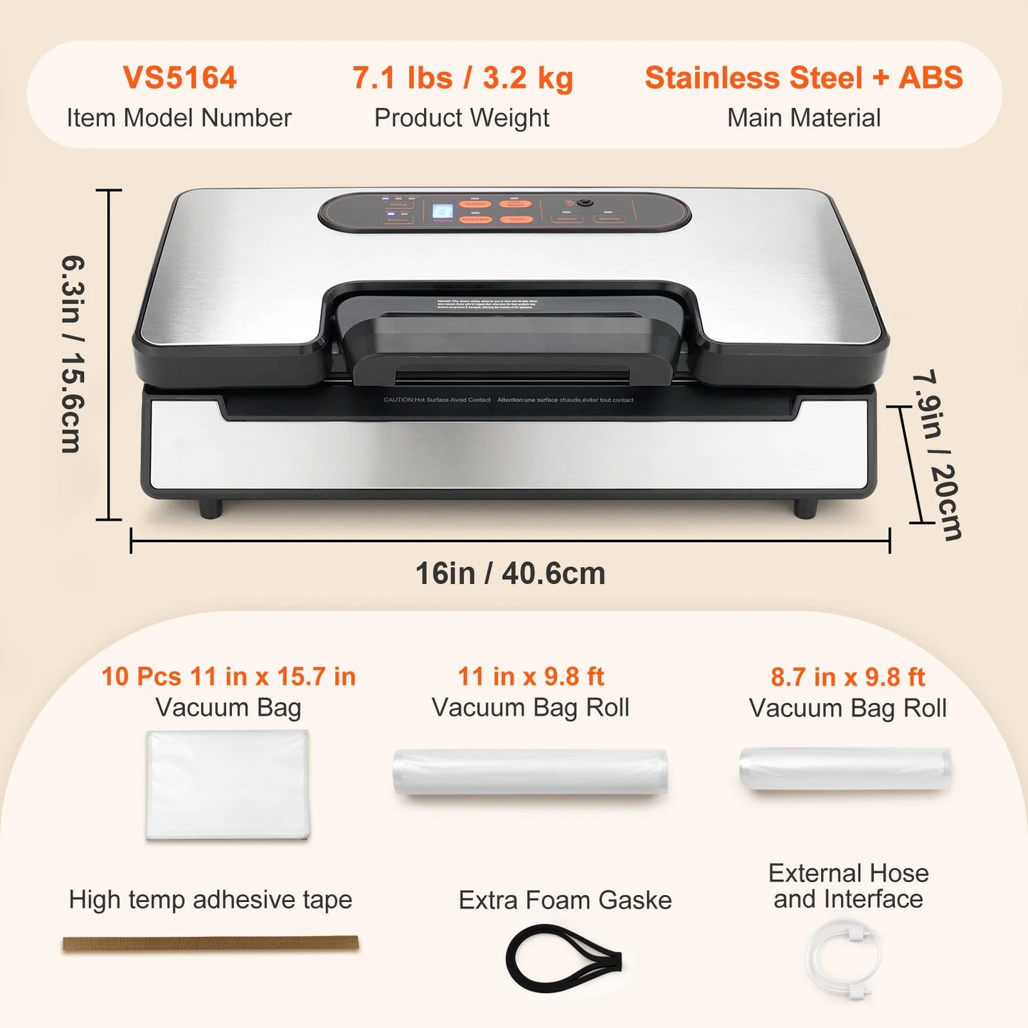 SucceBuy 130W Vacuum Sealer Machine 90KPa With Free Vacuum Bags