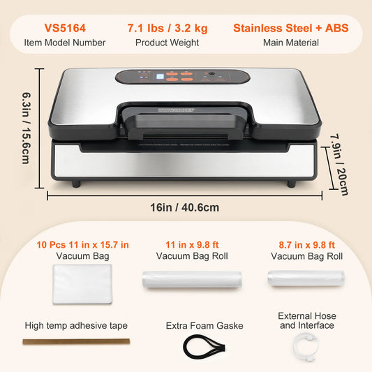 SucceBuy 130W Vacuum Sealer Machine 90KPa With Free Vacuum Bags