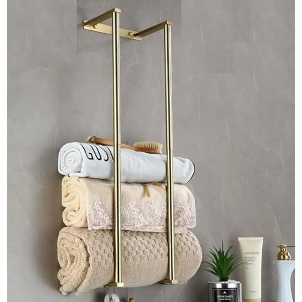 Stainless Steel Single Tier Wall Mounted Towel Rack For Bathroom Storage