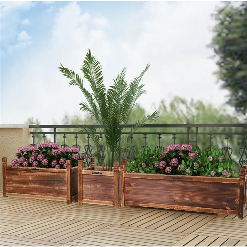 Wooden Raised Planter Bed for Indoor Outdoor Vegetables