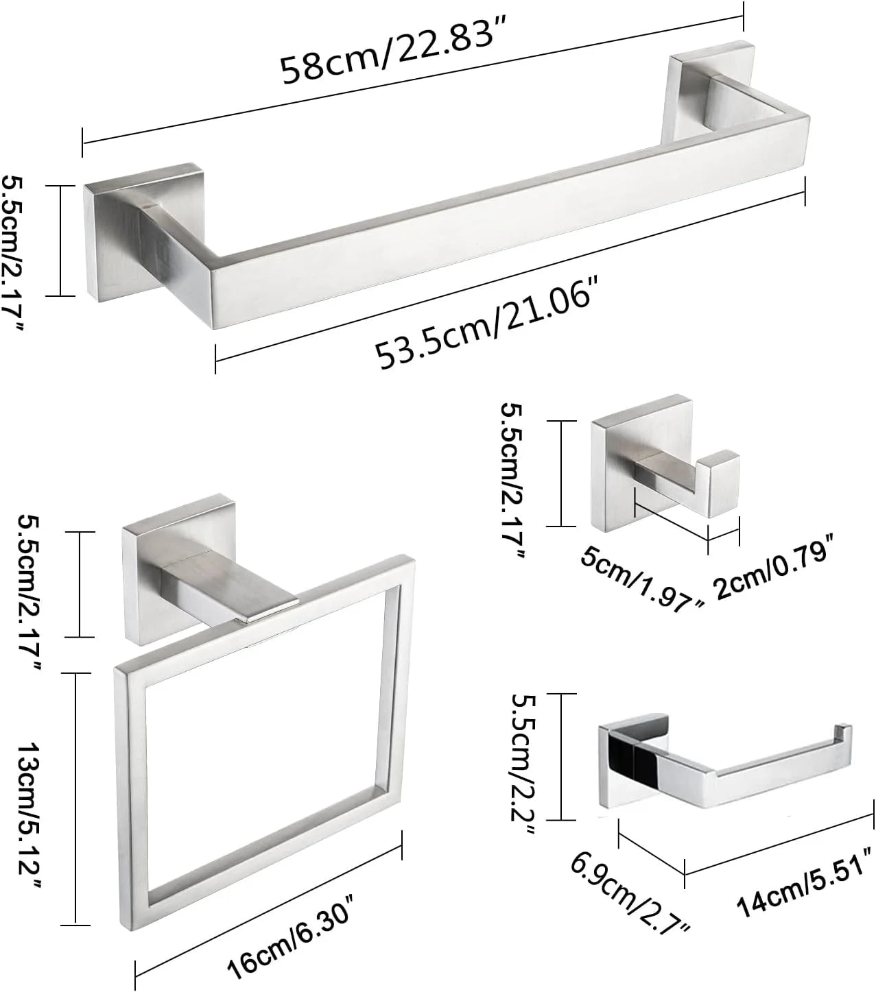 DQOK Brushed Stainless Steel Bath Hardware Set With Accessories Included