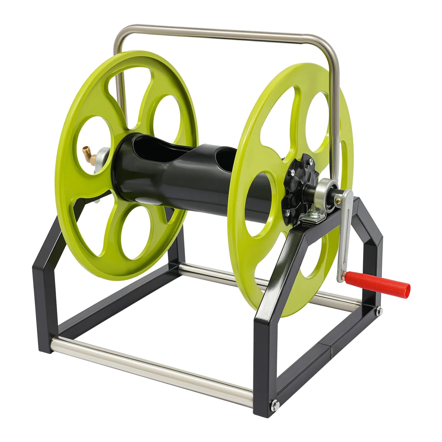 Garden Hose Reel With 360 Swivel Nozzle And Crank Handle
