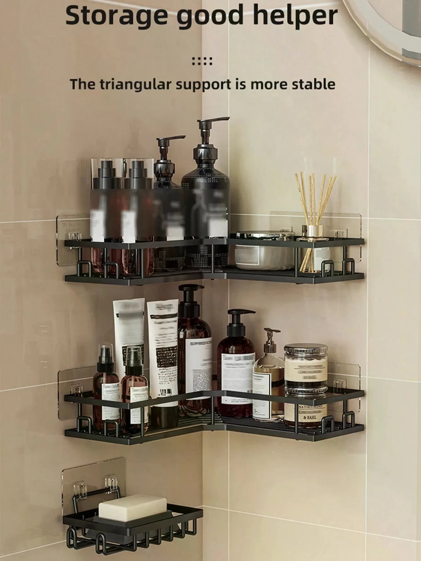 Stainless Steel Corner Shower Caddy Wall Mounted Storage Rack Set