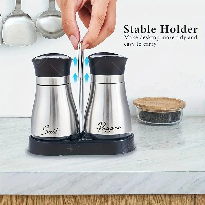 Glass Spice Bottle Set With Adjustable Refillable Salt Pepper Shakers