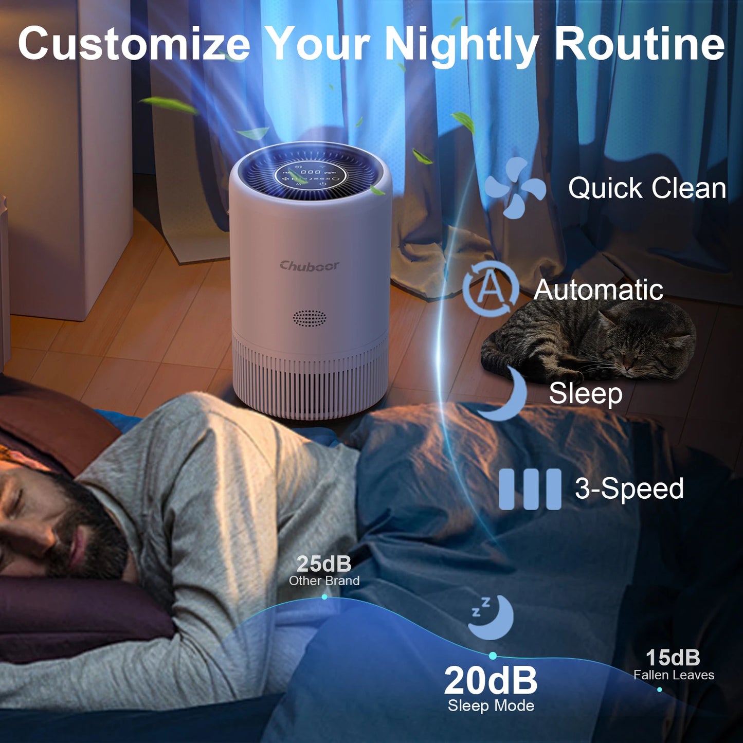 Chuboor Smart Air Purifier HEPA With App Alexa Control