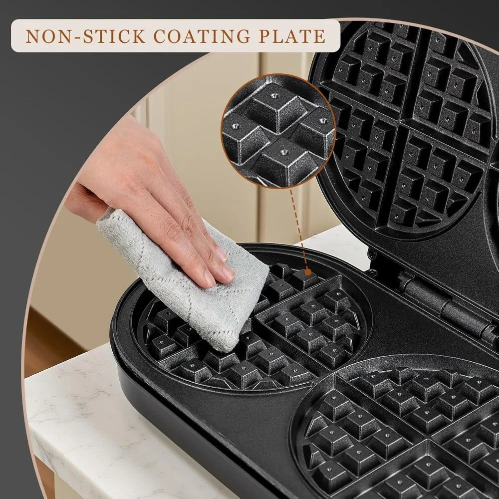 1200W Double Waffle Maker Belgian Waffle Iron For Breakfast