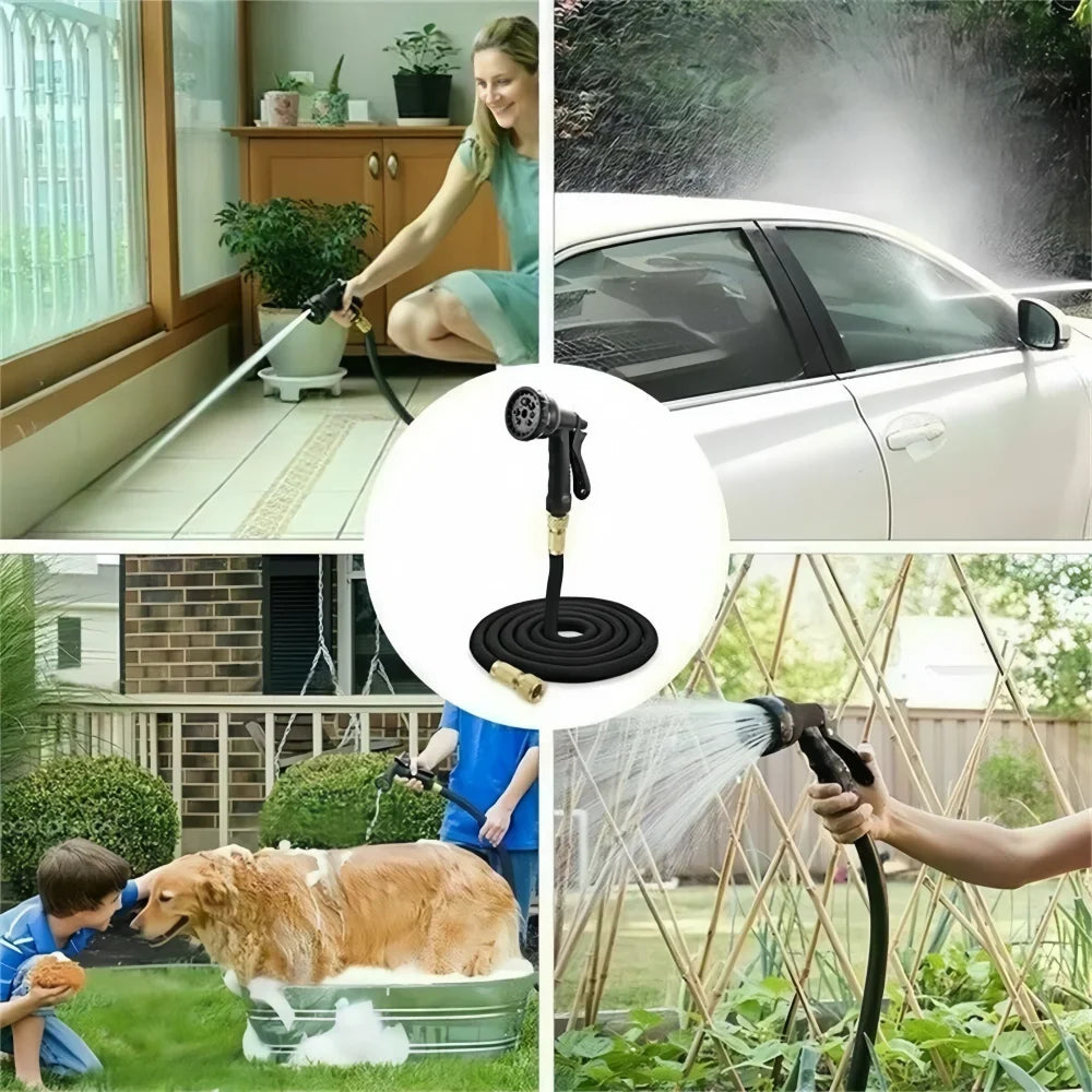 Expandable Garden Hose Kit With Nozzles For Lawn Car Wash