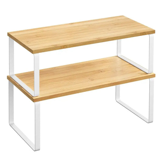 Cabinet Organizer Shelf Set of 2, Kitchen Stackable Metal