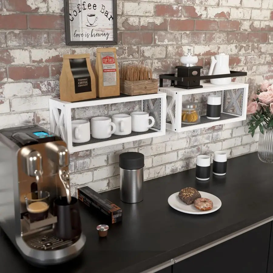 Floating Shelves With Guardrail Rustic Wood Wall Decor