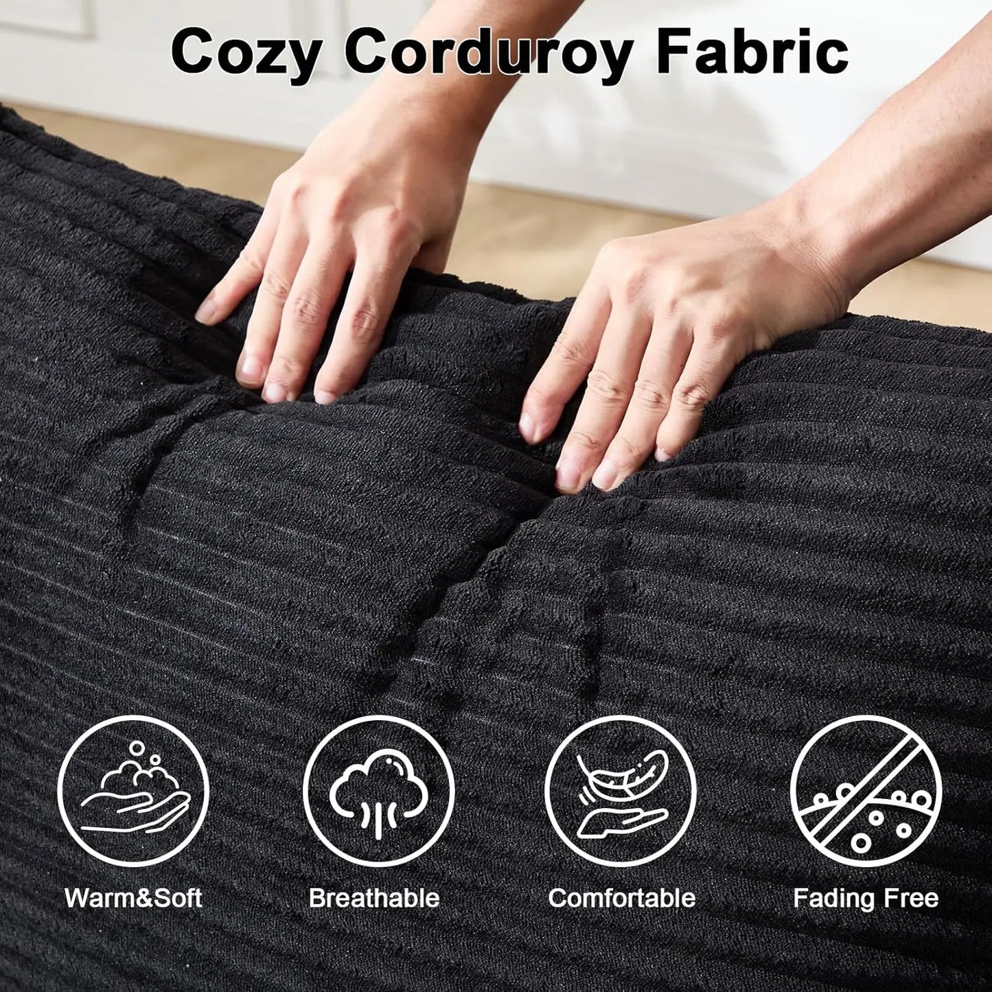 Cloud Modular Sectional Couch with L Shaped Chaise Corduroy Upholstery