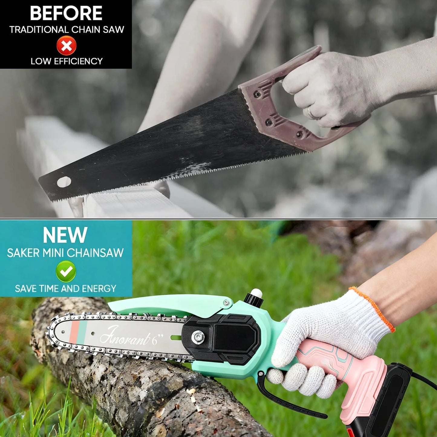 Cordless Mini Chainsaw With Dual Batteries Portable Tree Cutter