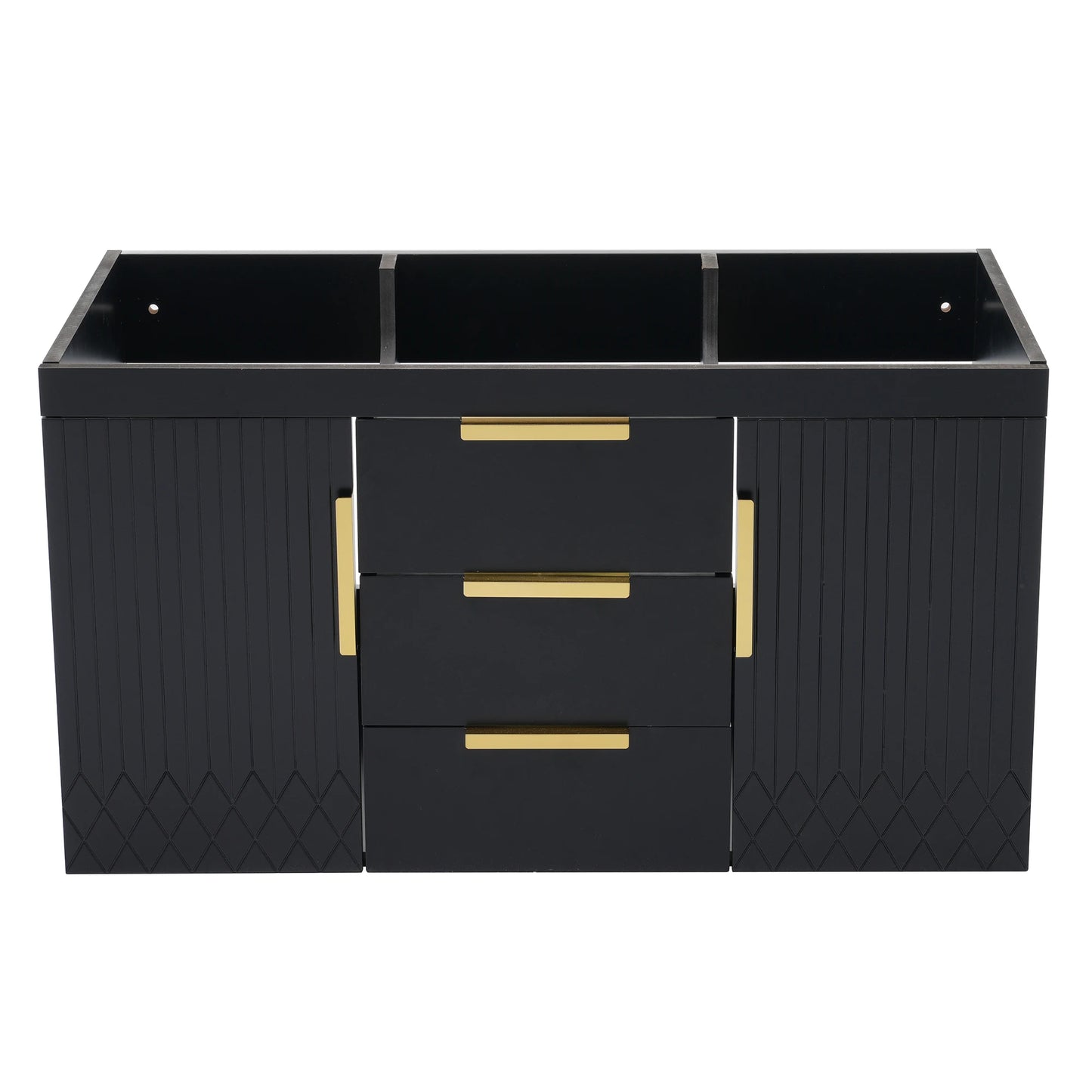 Floating Solid Wood Wall Mounted Bathroom Vanity With Two Drawers