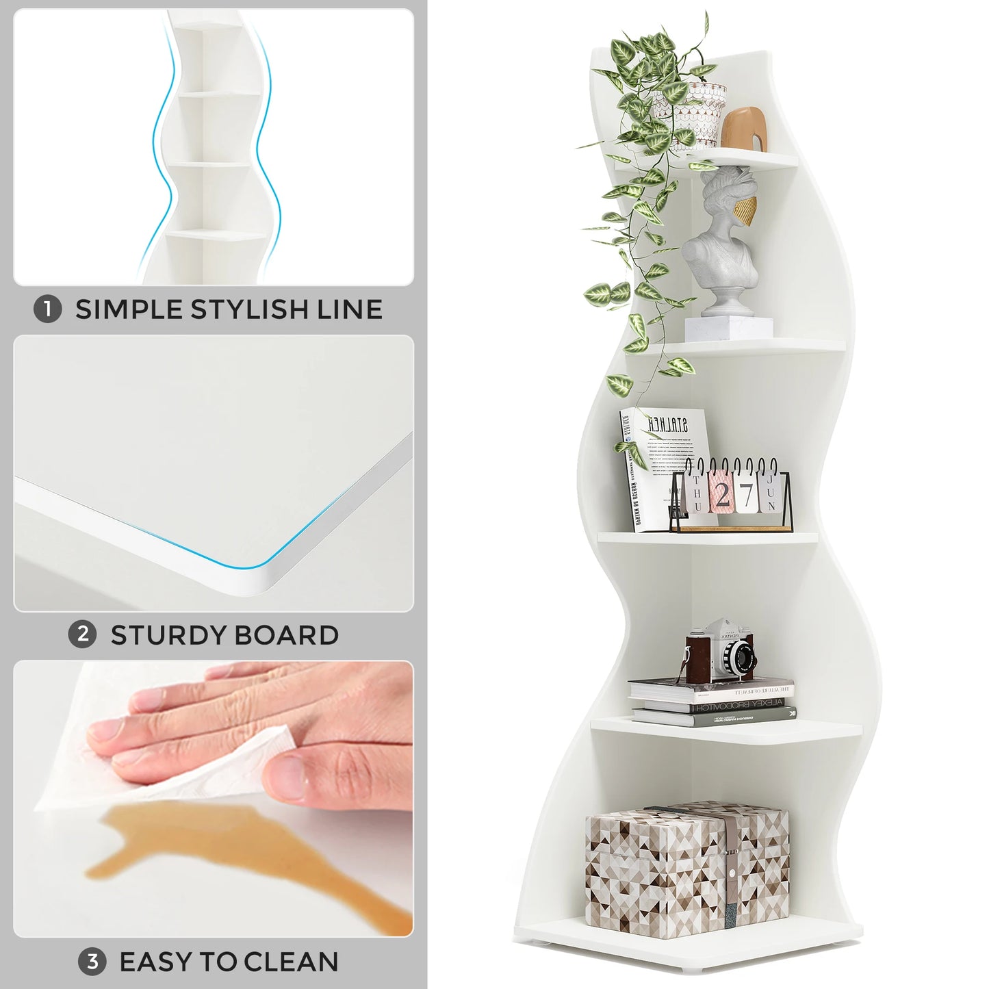 Tribesigns 5 Tier Corner Shelf Wall Corner Bookshelf Plant Stand